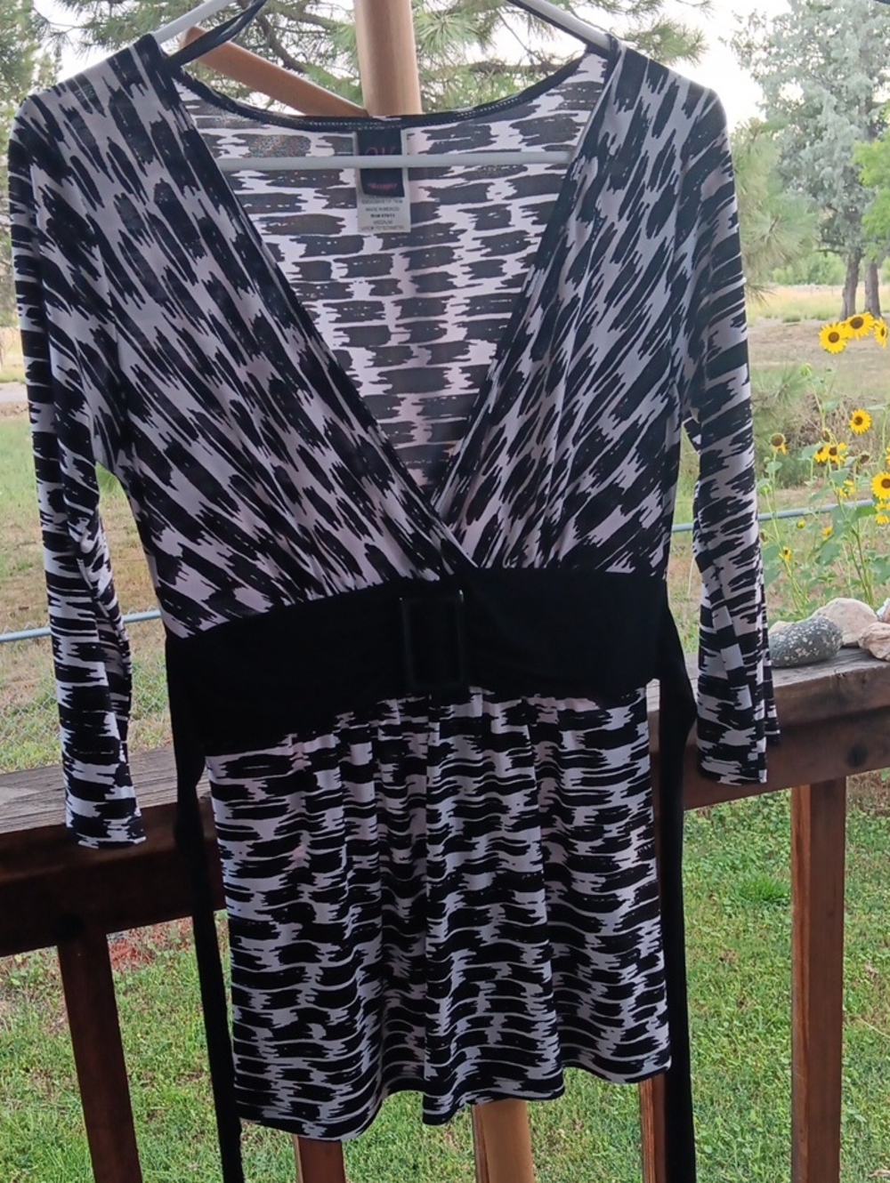 Wrapper Black and White V-Neck Wrap Dress